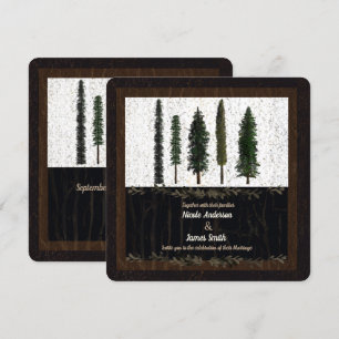 Invitation Arbres de la forêt verte mariage rustique boisé