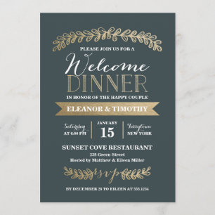 Invitation Arbres de Laurier Ardoise Mariage Soirée de Bienve