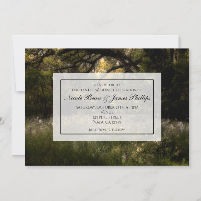 Invitation Arbres de Mariage Bois Floral Rustique Forêt Encha (Devant)