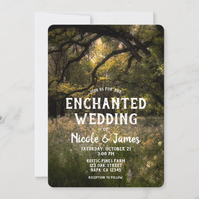 Invitation Arbres de Mariage Bois Forêt Enchantée Florale Rus (Devant)