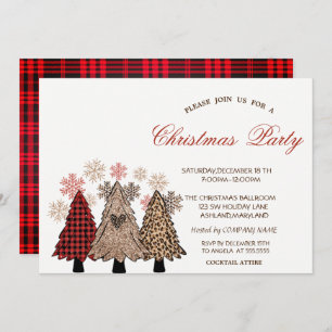 Invitation Arbres de Noël Buffalo Plaid Corporate Party