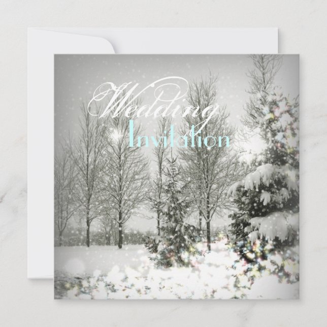 Invitation Arbres de Noël de la forêt romantique Mariage d'hi (Devant)