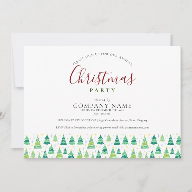 Invitation Arbres de Noël d'entreprise Fête de fin d'année (Devant)