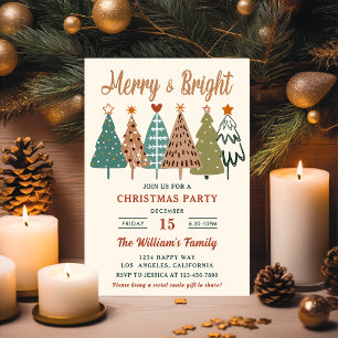 Invitation Arbres de Noël Gai et Lumineux Fête de Noël