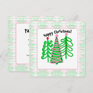 Invitation Arbres de Noël rose vert