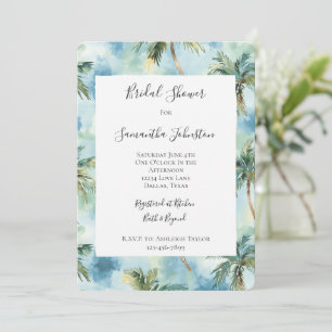 Invitation Arbres de palmiers de l'île tropicale bleue pour l