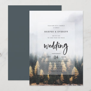 Invitation Arbres de pin de montagne rustiques Mariage en for