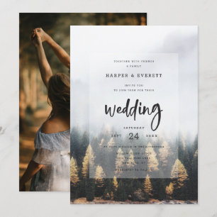 Invitation Arbres de pin de montagne rustiques Mariage en for