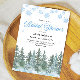 Invitation Arbres de pin d'hiver Flocons de neige Baby Shower