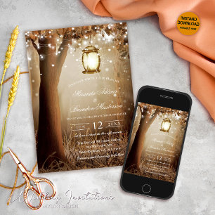 Invitation Arbres en bois sur mesure Lumières à cordes Mariag