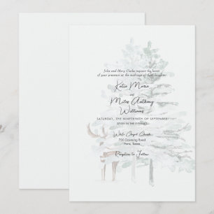 Invitation Arbres et cerfs de forêt moderne aquarelle pour ma