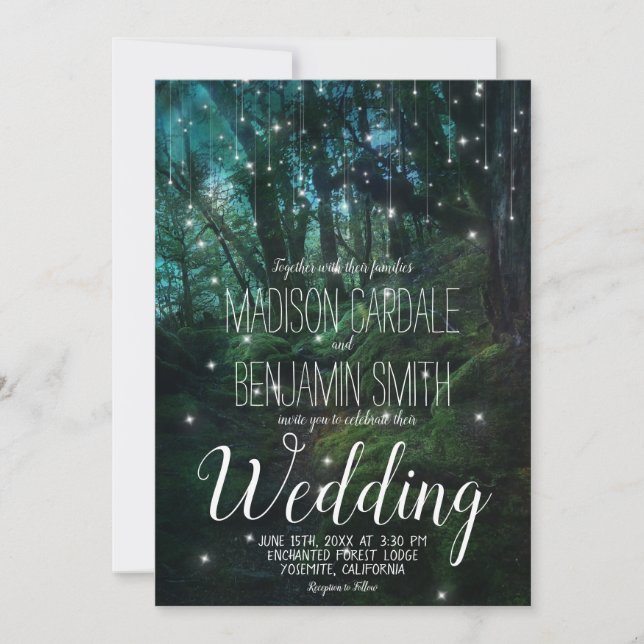 Invitation Arbres forestiers enchantés Fairy Lights Mariage (Devant)