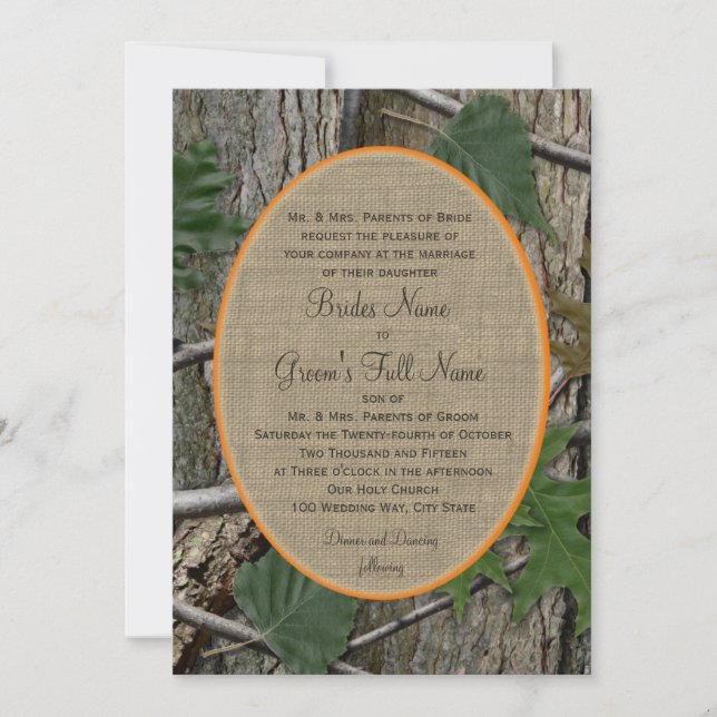 Invitation Arbres naturels et Mariage Feuille (Devant)