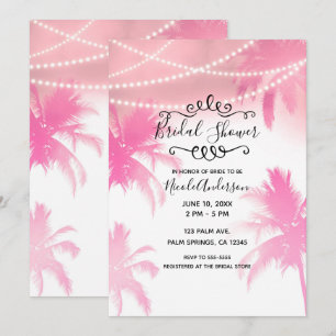 Invitation Arbres palmistes roses tropicaux et lumières : Bab