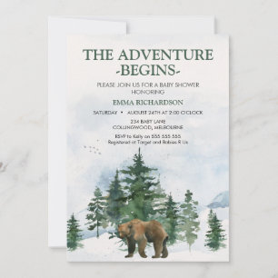 Invitation Arbres sauvages Baby shower de l'ours Brown
