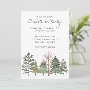 Invitation Arbres simples de forêt hivernale à l'aquarelle