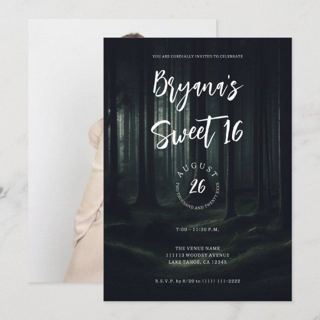 Invitation Arbres sombres et sombres de la forêt au crépuscul (Devant / Derrière)