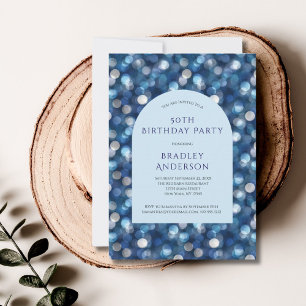 Invitation Arc Arrière - plan de Blue Bokeh pour lui 50e anni
