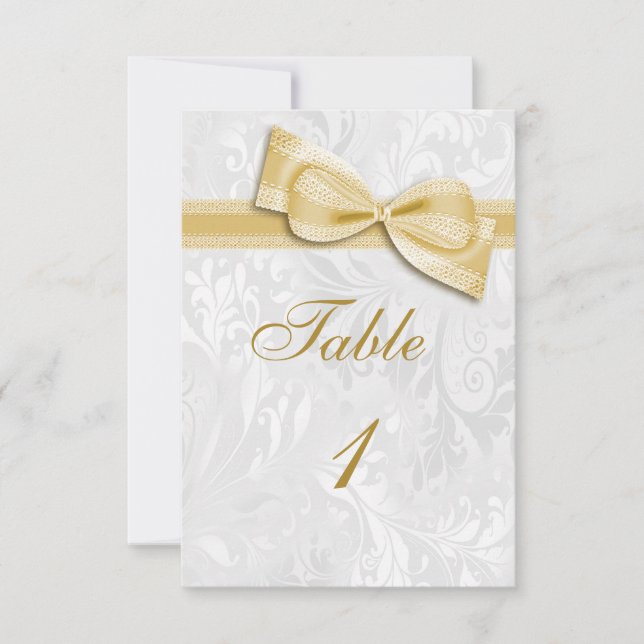 Invitation Arc blanc de Faux de damassé et d'or (Devant)