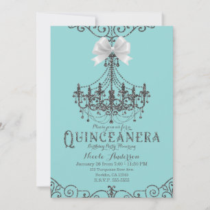 Invitation Arc blanc Quinceañera de turquoise et d'argent 15