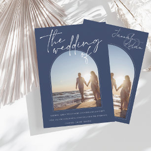 Invitation Arc bleu de la marine moderne Mariage photo initia
