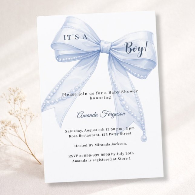 Invitation Arc bleu élégant perles garçon Baby Shower (Créateur téléchargé)