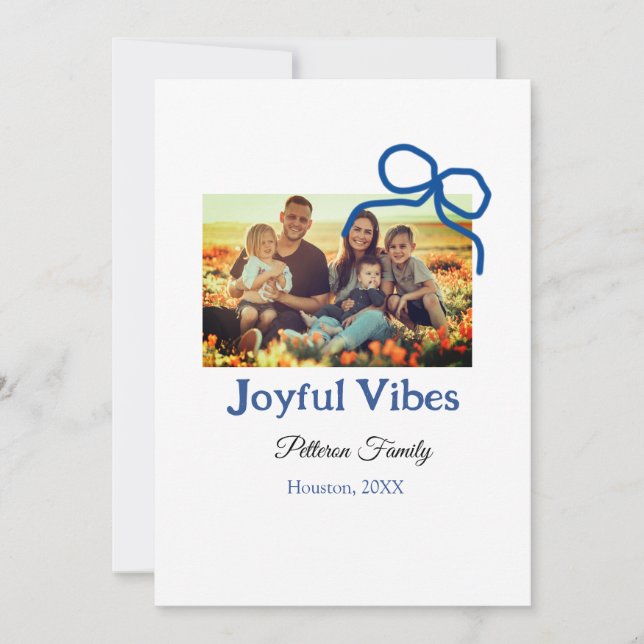 Invitation Arc bleu vibes joyeuses ajoutez nom de famille pho (Devant)