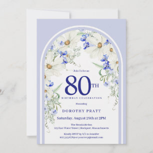 Invitation Arc Bohème Floral Bleu Blanc pour une fête d'anniv