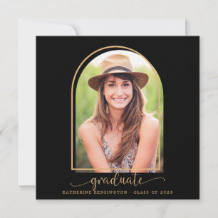 Invitation Arc Boho en or Noir moderne Diplôme photo