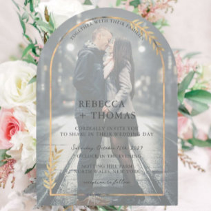 Invitation Arc botanique d'or Faux Vellum Mariage photo