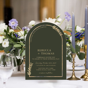 Invitation Arc botanique d'or Olive Green Garden Mariage