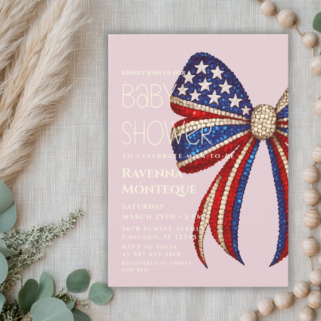Invitation Arc bow patriotique Luxe bébé fêté le 4 juillet (Créateur téléchargé)