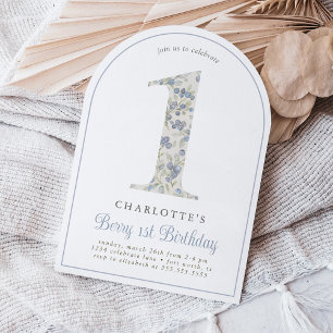 Invitation Arc d'anniversaire vintage de baies bleuées