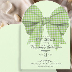 Invitation Arc de Baby Shower au Nœud Vert Mignon et Genre Ne