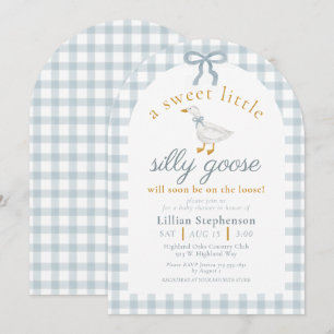 Invitation Arc de Baby Shower Bébé Canard Ruban Bleu Silly Go