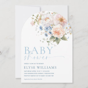 Invitation Arc de Baby shower Floral Bleu Hargrove