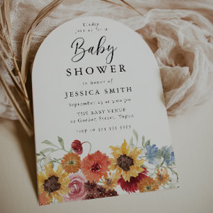 Invitation Arc de Baby Shower Floral Printanier Coloré