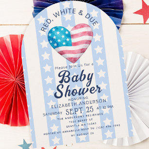 Invitation Arc de Baby Shower pour Garçon Rouge Blanc & à Ven
