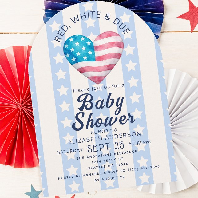 Invitation Arc de Baby Shower pour Garçon Rouge Blanc & à Ven (Créateur téléchargé)