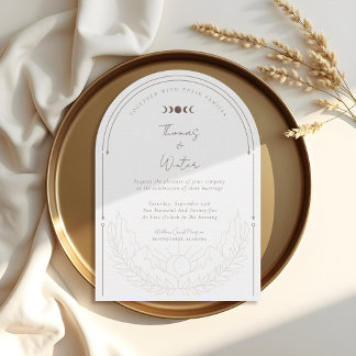 Invitation Arc de Boho Holistique Céleste Minimal Lune & Étoi