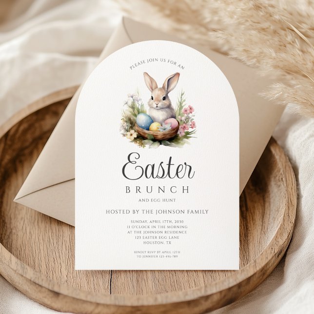 Invitation Arc de brunch de Pâques de lapin mignon (Cute Bunny Easter Brunch Arch Invitation)