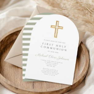 Invitation Arc de communion moderne Sage Green Cross