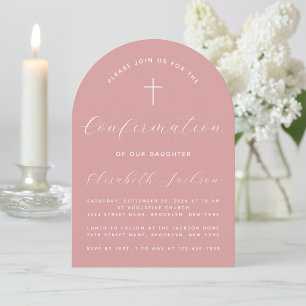 Invitation Arc de confirmation Dusty Rose rose Fille Script