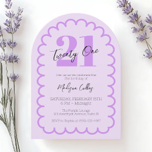 Invitation Arc de fête d'anniversaire simple ondulé violet fé