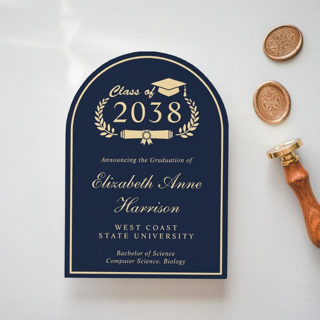 Invitation Arc de fête de fin d'études universitaires en bleu (Share the pride and excitement of your graduate's achievement with friends and family near and far)