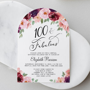 Invitation Arc de fête virtuelle élégante pour les 100 ans av