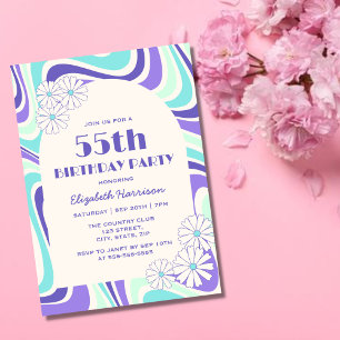 Invitation Arc de Fleur Retro Mint Bleu Anniversaire