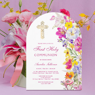 Invitation Arc de fleurs sauvages lumineuses pour la première