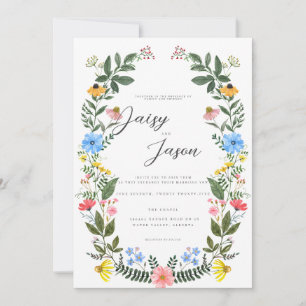 Invitation Arc de jardin coloré avec mariage aux fleurs sauva