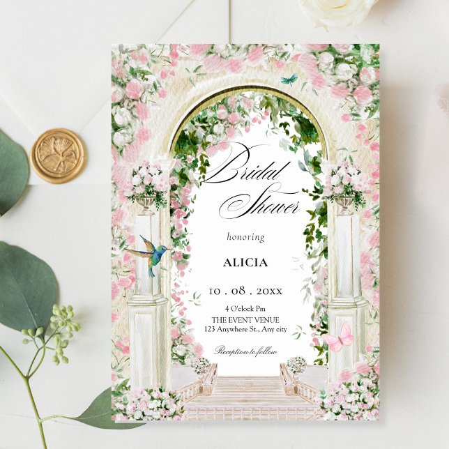 Invitation Arc de jardin fleuri esthétique douche nuptiale (Créateur téléchargé)